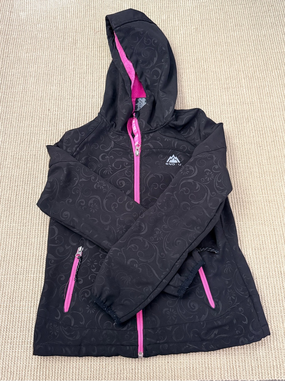 Snozu Black Girls' Hooded Jacket with Pink Accents